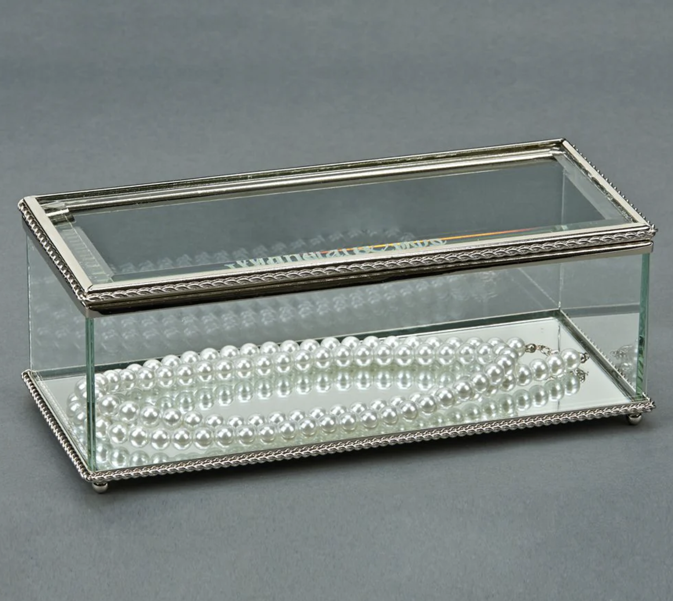 Rectangular Glass Box With Hinged Cover